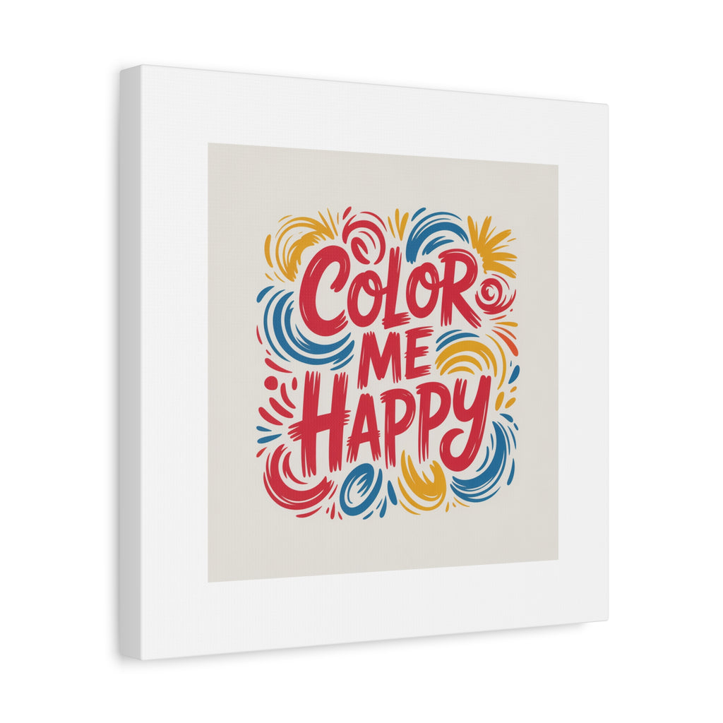 Color Me Happy Canvas Wall Art — Bright Hand-Lettered Inspirational Print