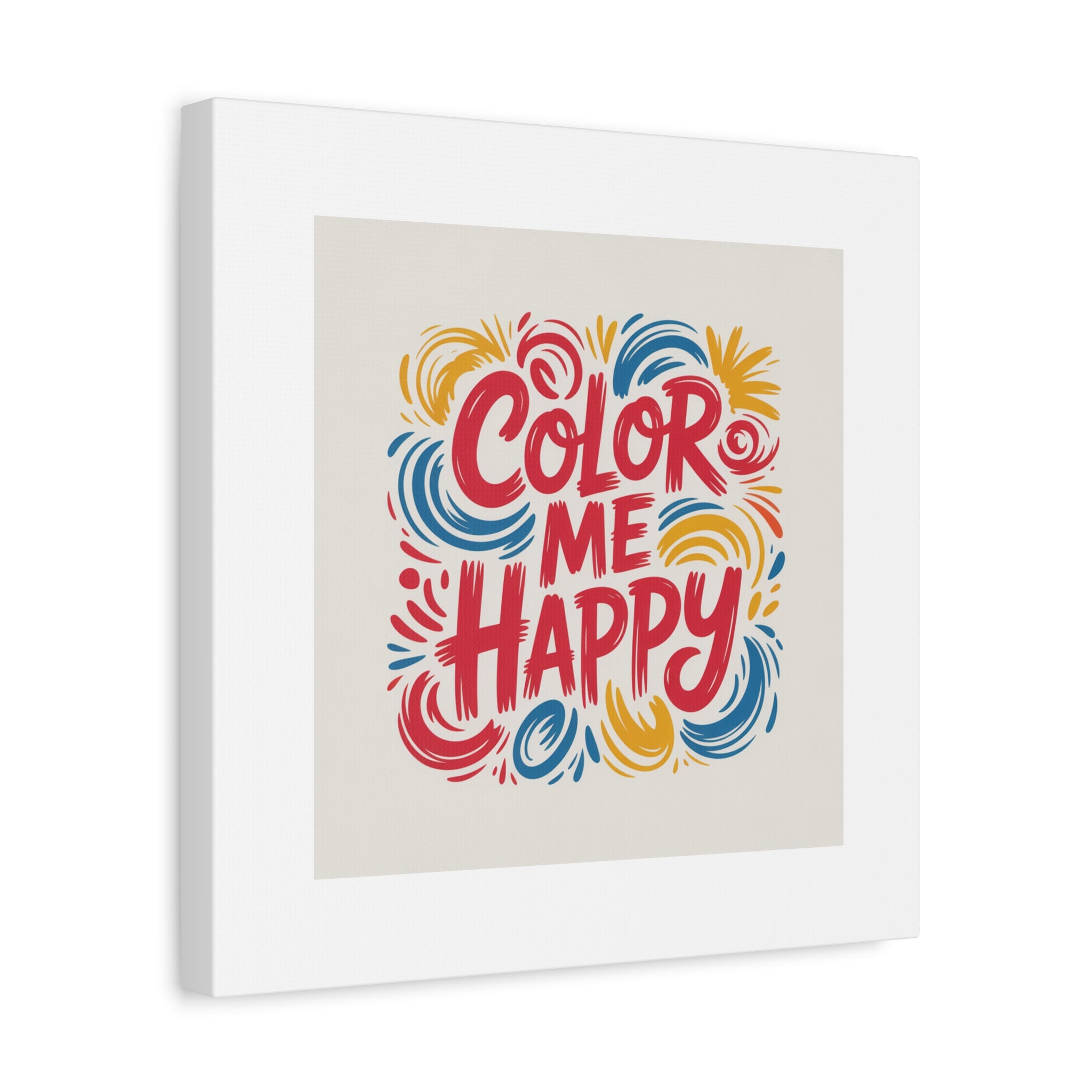 Color Me Happy Canvas Wall Art — Bright Hand-Lettered Inspirational Print