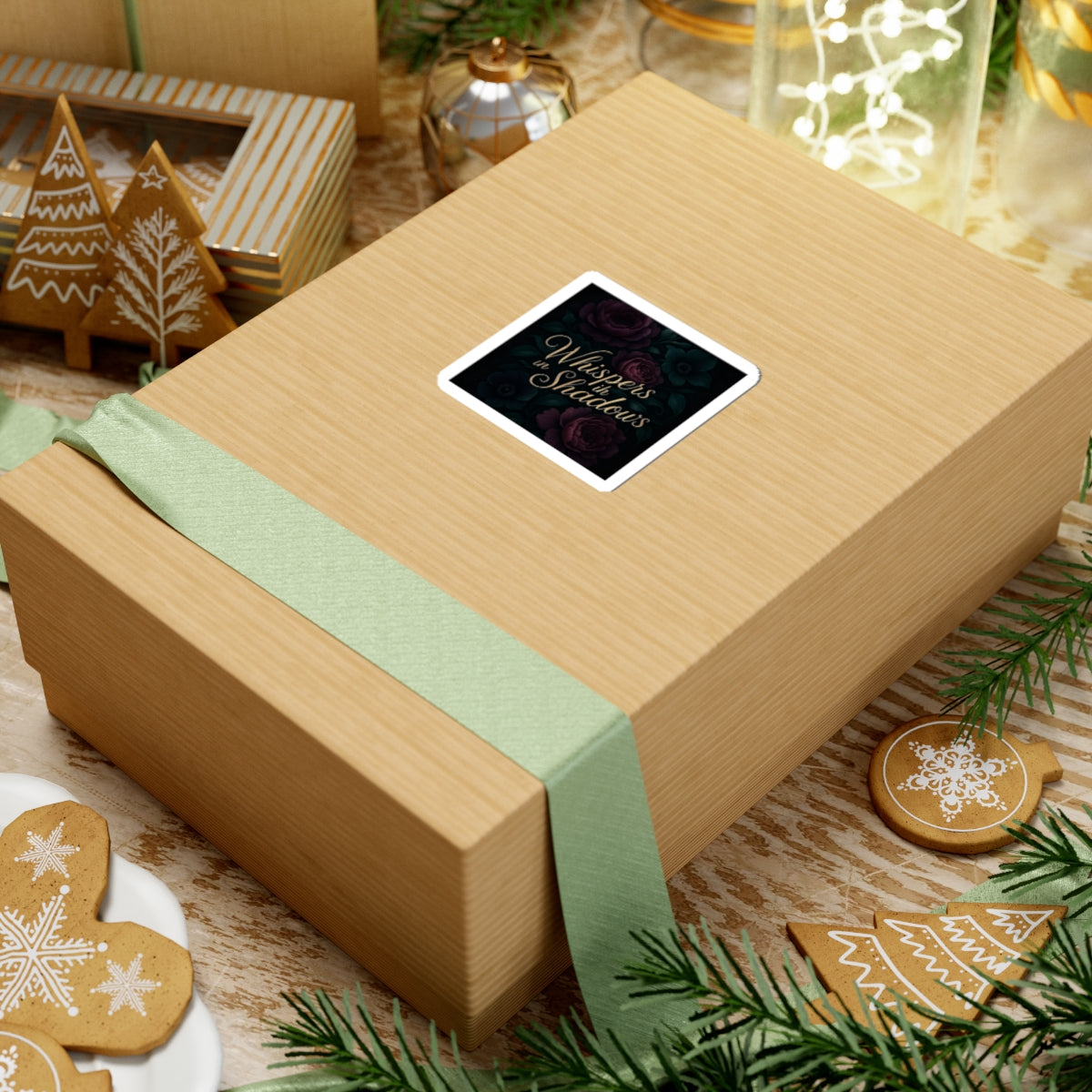 Whispers in Shadows Floral Sticker — Dark Romantic Kiss-Cut Decal