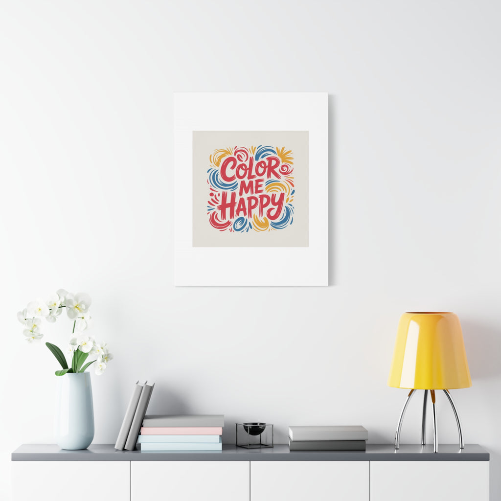 Color Me Happy Canvas Wall Art — Bright Hand-Lettered Inspirational Print