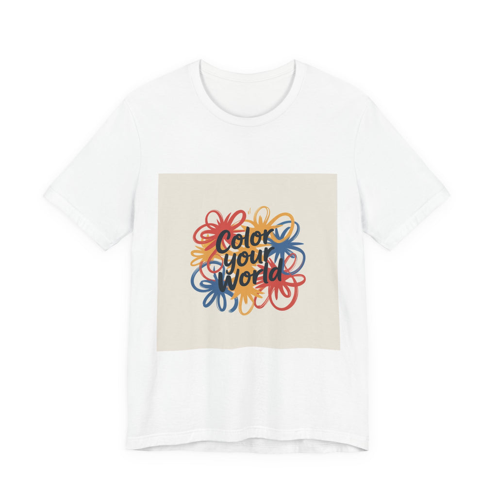 Color Your World Floral Graphic Tee — Positive Inspirational Short Sleeve Shirt