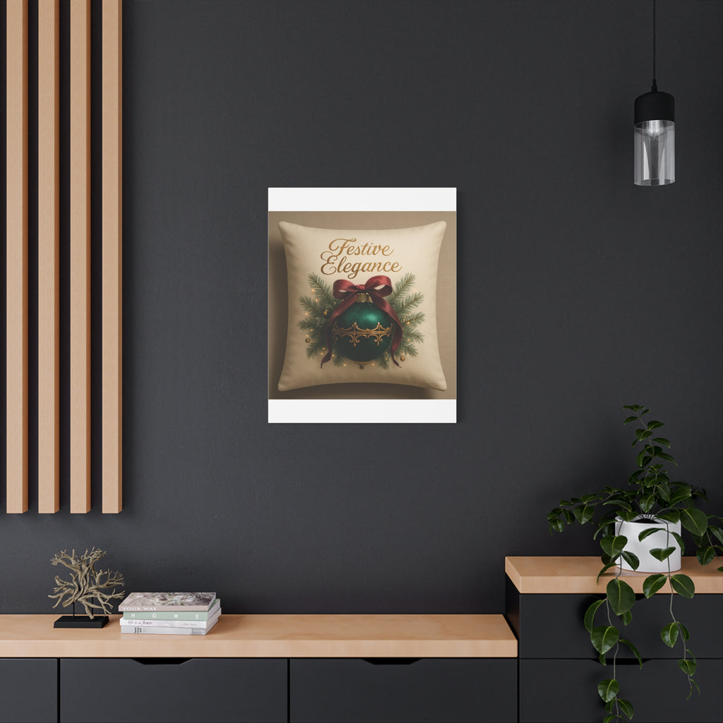 Festive Elegance Christmas Canvas Wall Art — Green Ornament Holiday Decor