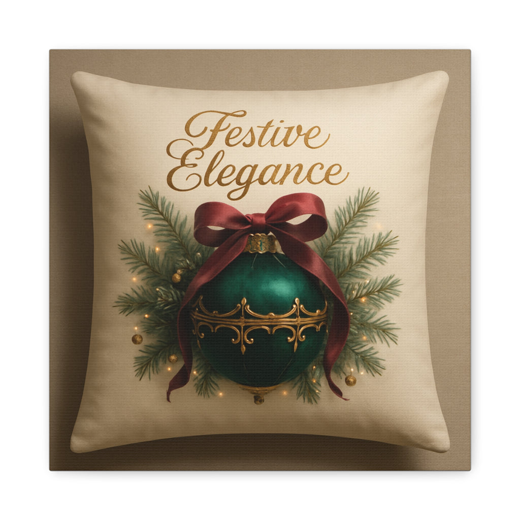Festive Elegance Christmas Canvas Wall Art — Green Ornament Holiday Decor