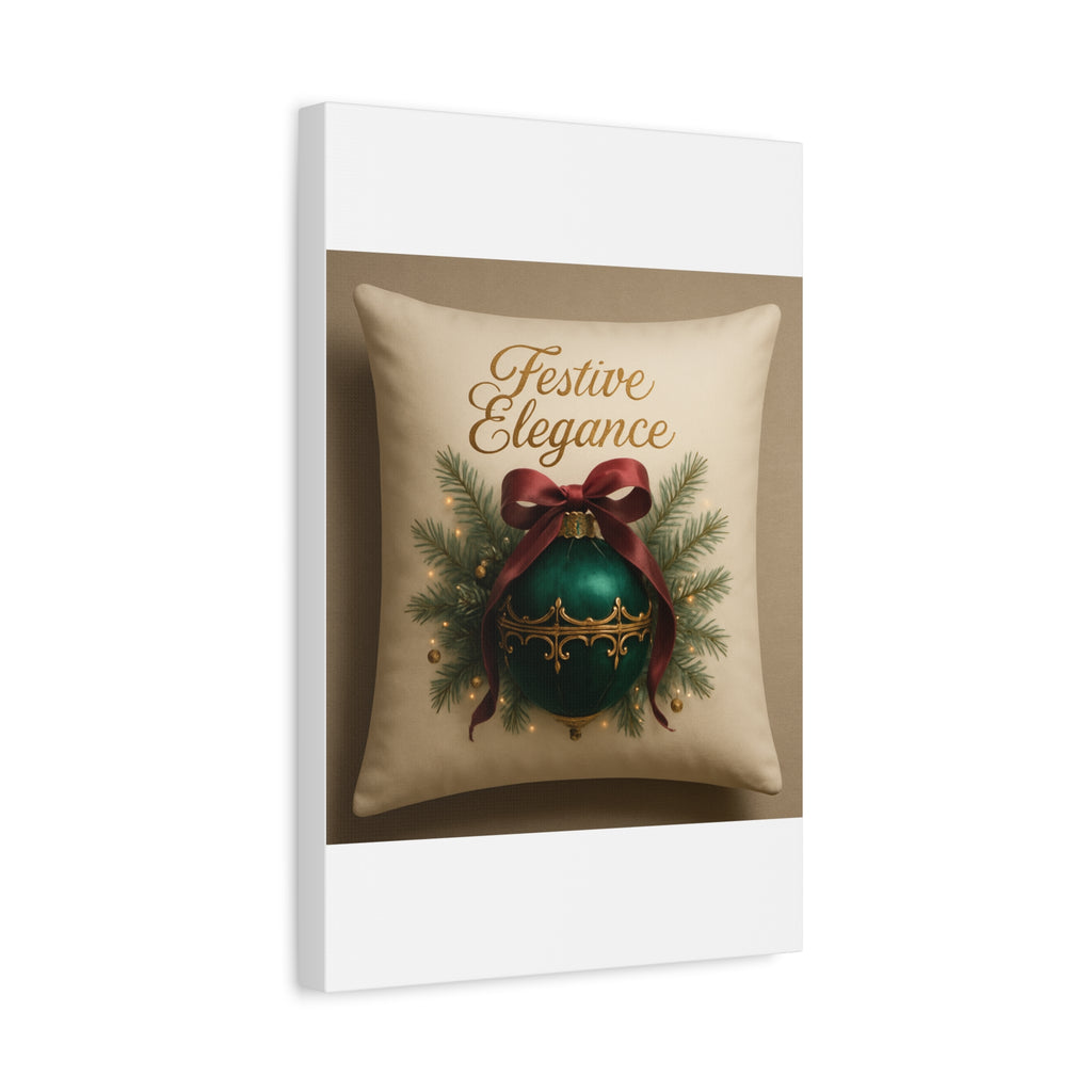 Festive Elegance Christmas Canvas Wall Art — Green Ornament Holiday Decor