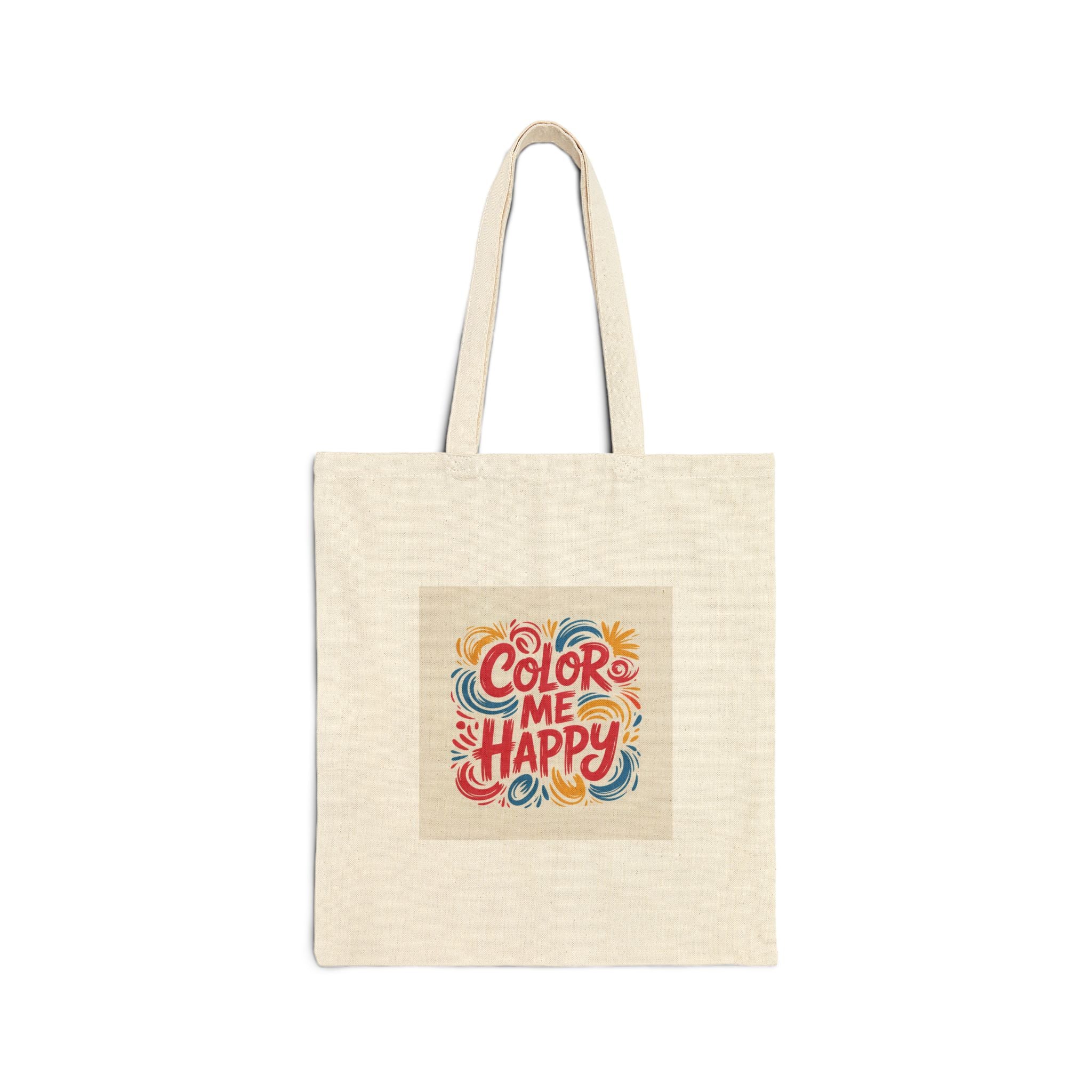 Color Me Happy Cotton Tote Bag — Bright Retro Floral Reusable Shopper