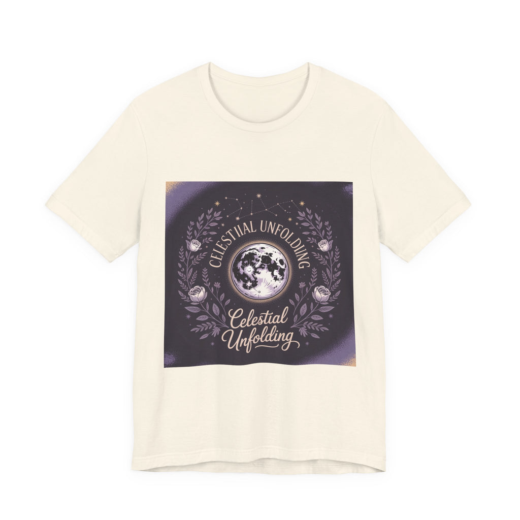 Celestial Unfolding Graphic Tee — Moon & Floral Astrology Shirt