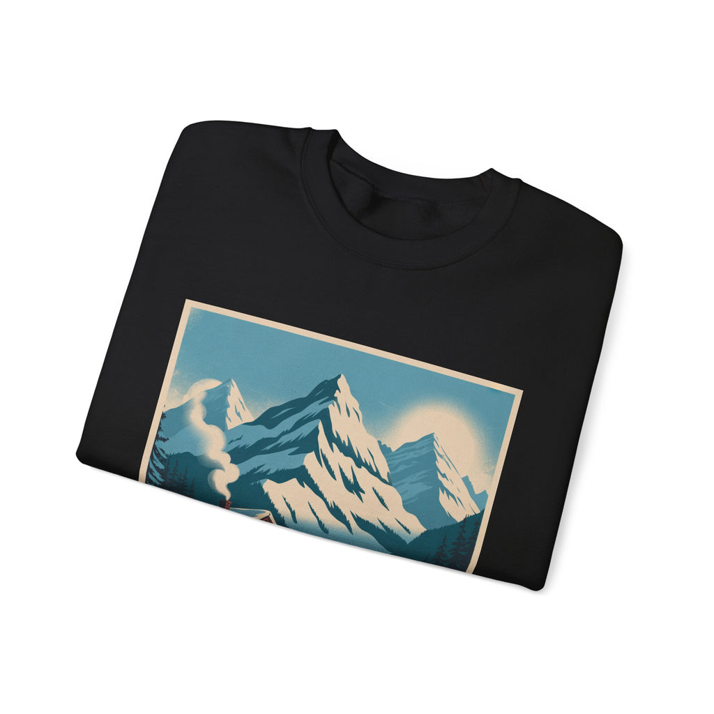 Crewneck Sweatshirt - Retro Ski Mountain Cabin Graphic