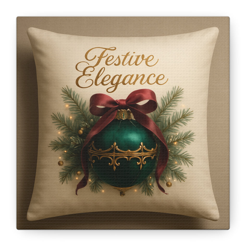 Festive Elegance Christmas Canvas Wall Art — Green Ornament Holiday Decor