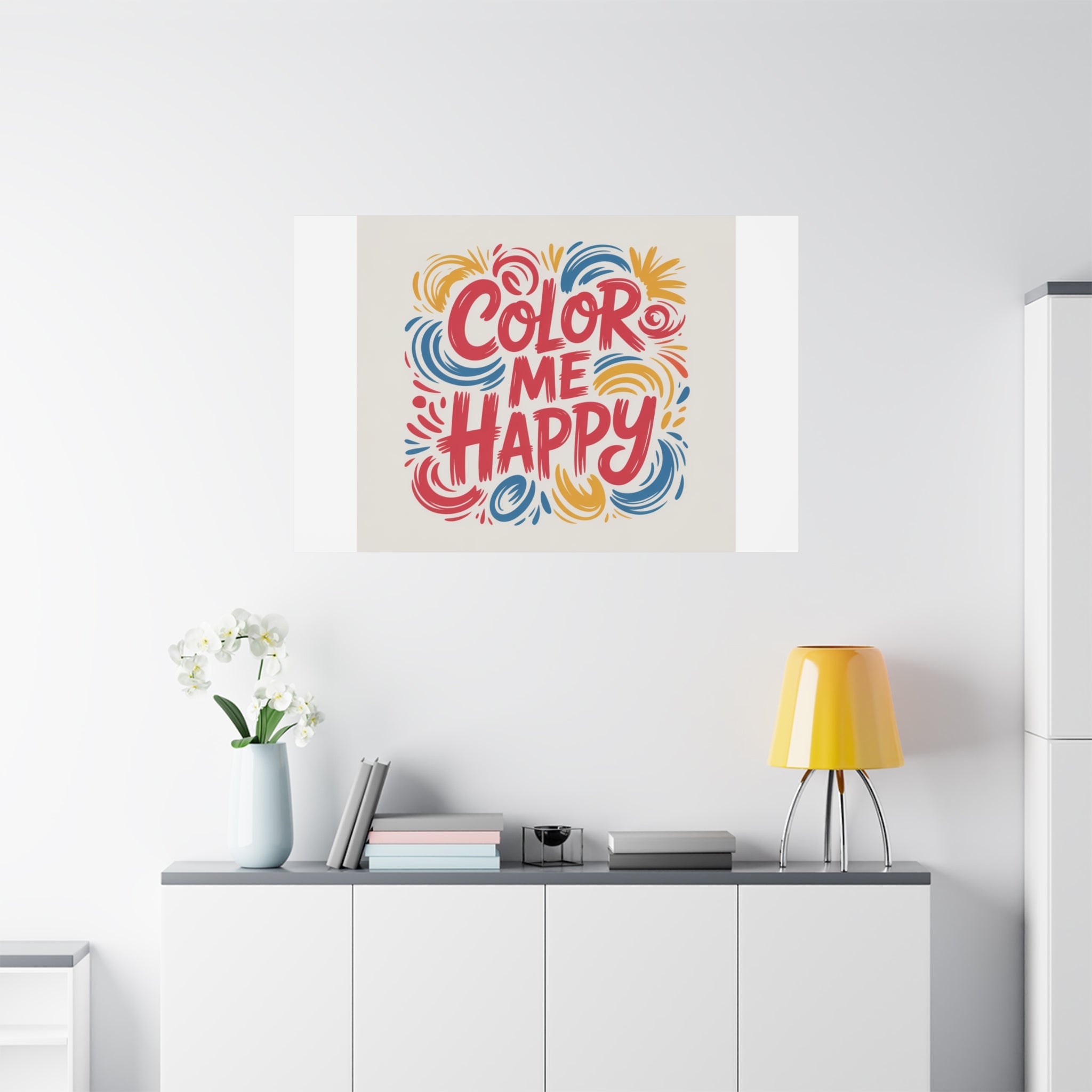 Color Me Happy Canvas Wall Art — Bright Hand-Lettered Inspirational Print