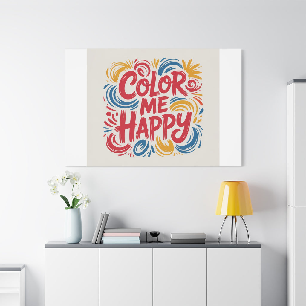 Color Me Happy Canvas Wall Art — Bright Hand-Lettered Inspirational Print