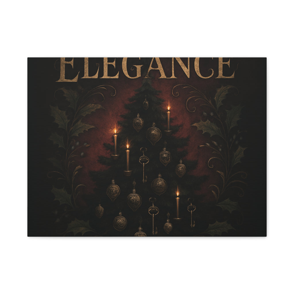 Elegance Christmas Canvas Wall Art — Vintage Candlelit Tree Matte Stretched Print