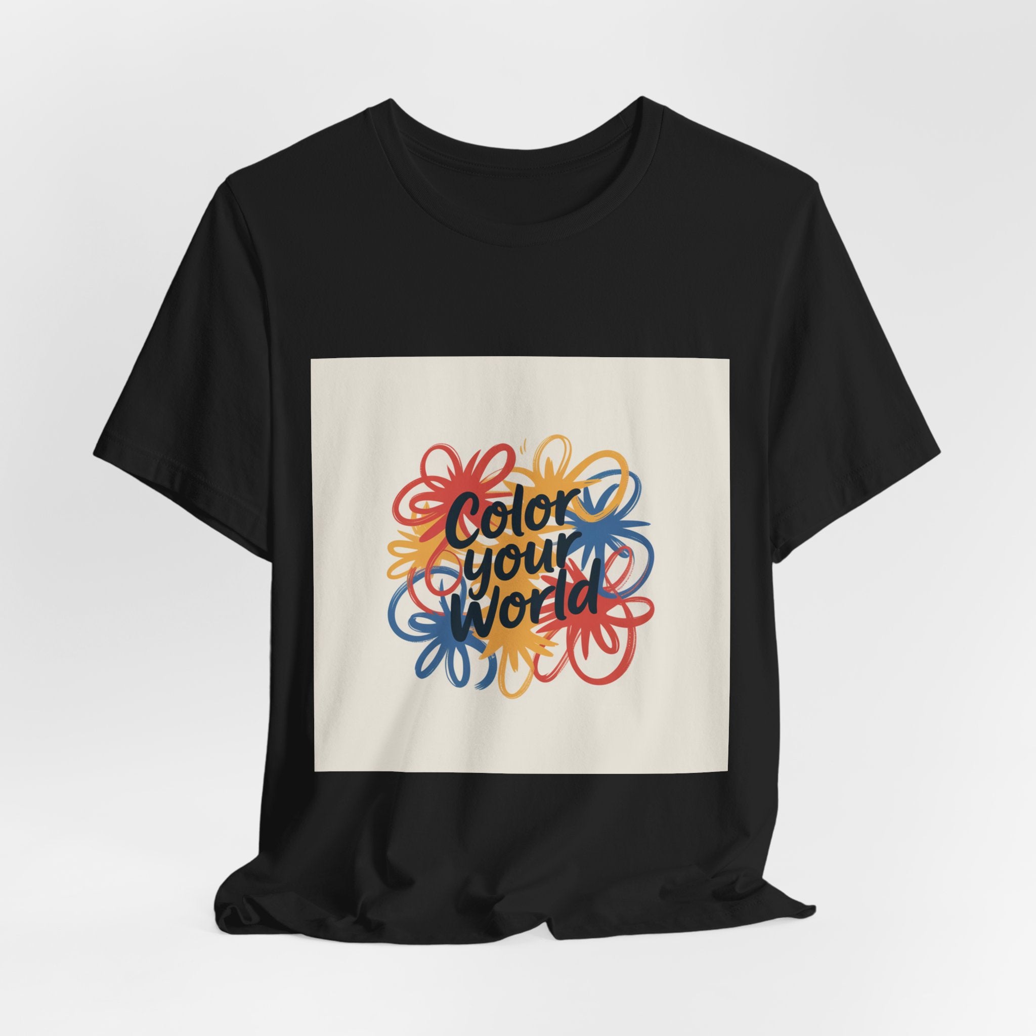 Color Your World Floral Graphic Tee — Positive Inspirational Short Sleeve Shirt