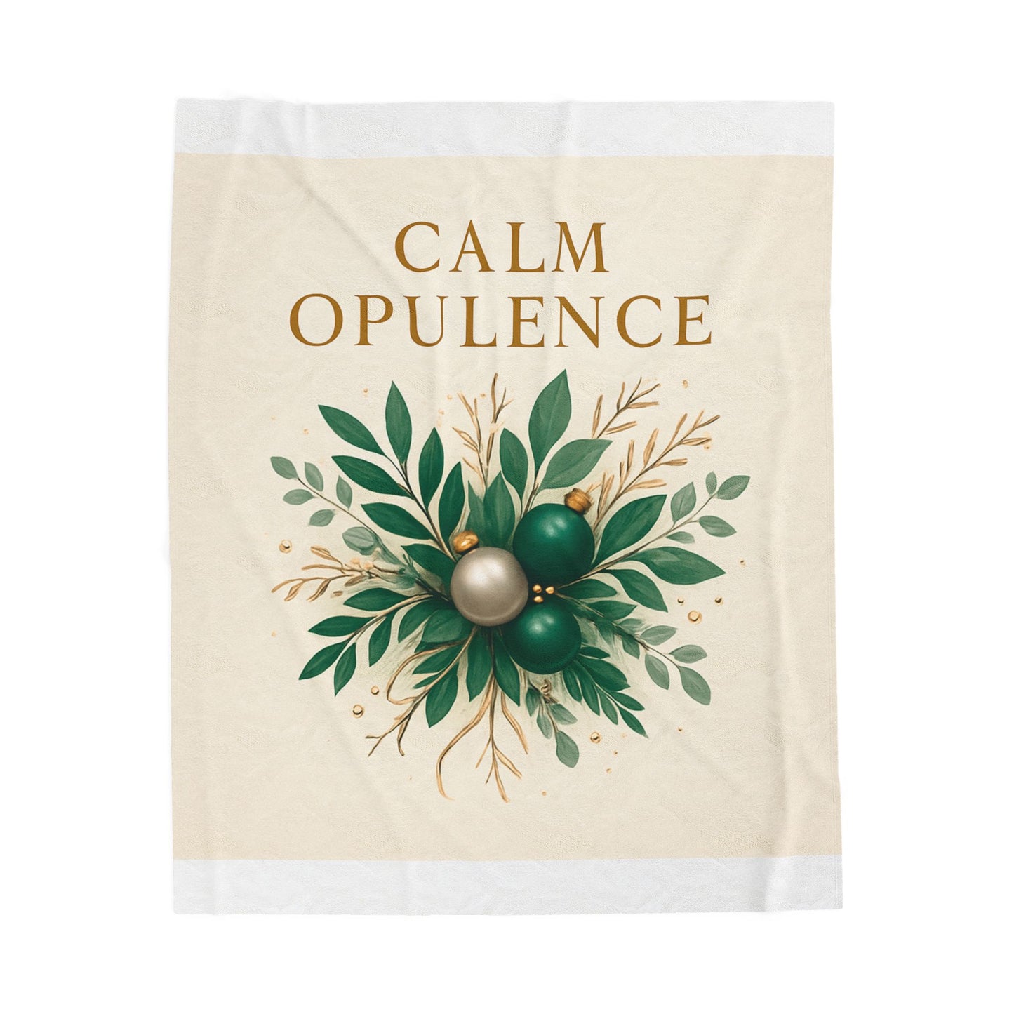Velveteen Plush Blanket — "Calm Opulence" Green Botanical Holiday Throw