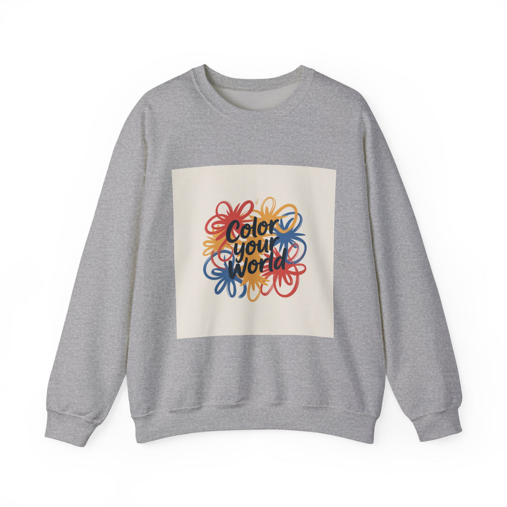 Color Your World Crewneck Sweatshirt — Vibrant Abstract Floral Design