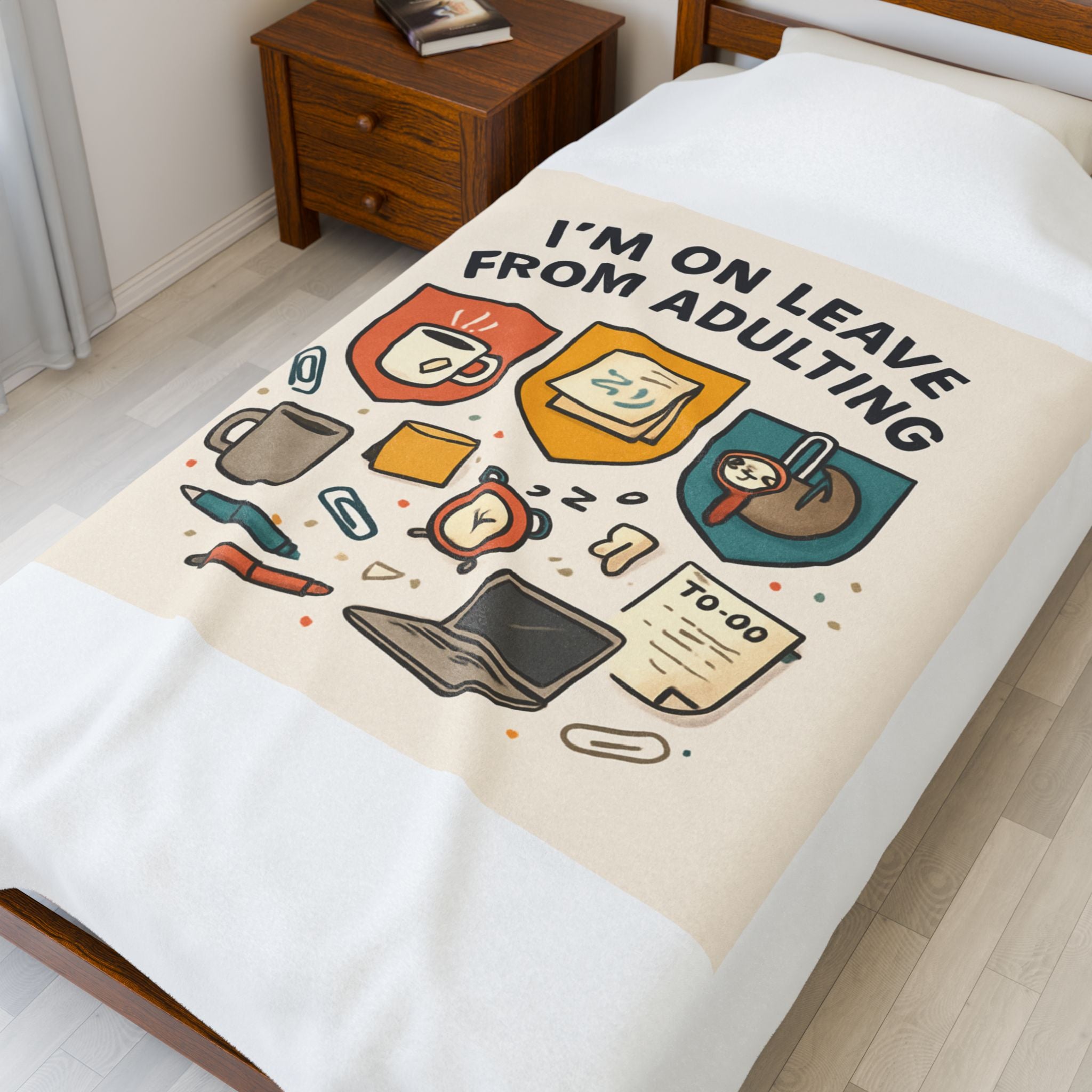 I'm On Leave From Adulting Velveteen Plush Blanket – Cozy Funny Self-Care Throw