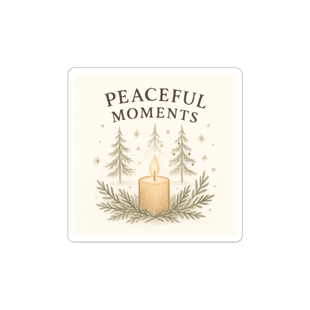 Peaceful Moments Candle Sticker — Cozy Winter Nature Kiss-Cut Sticker