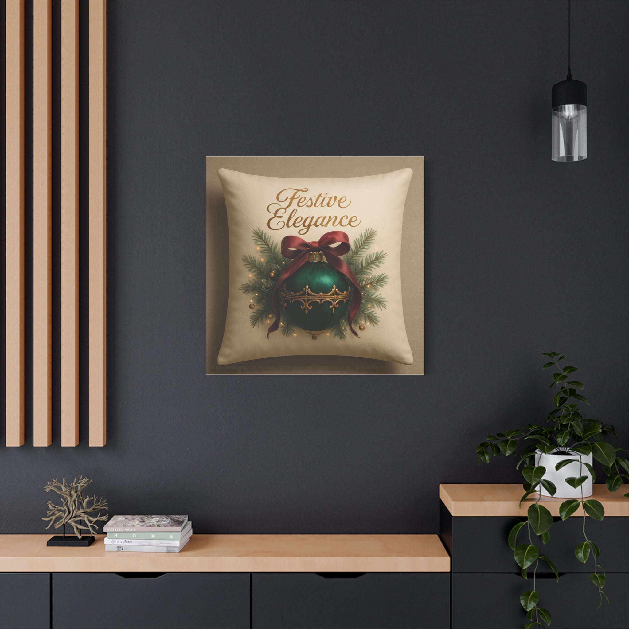 Festive Elegance Christmas Canvas Wall Art — Green Ornament Holiday Decor