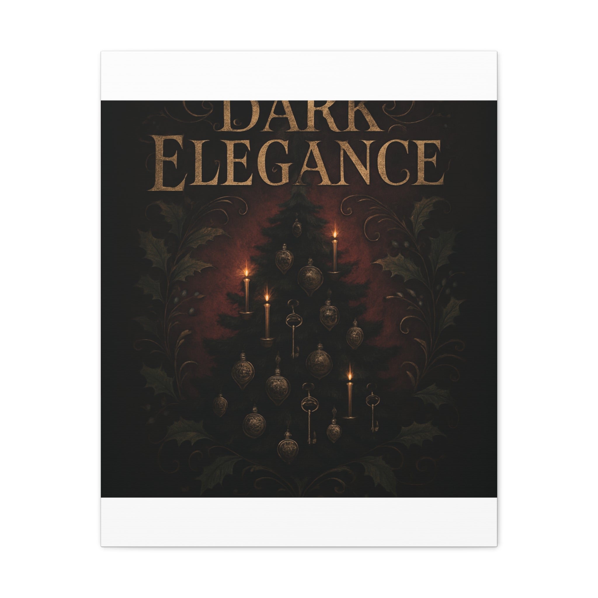 Elegance Christmas Canvas Wall Art — Vintage Candlelit Tree Matte Stretched Print