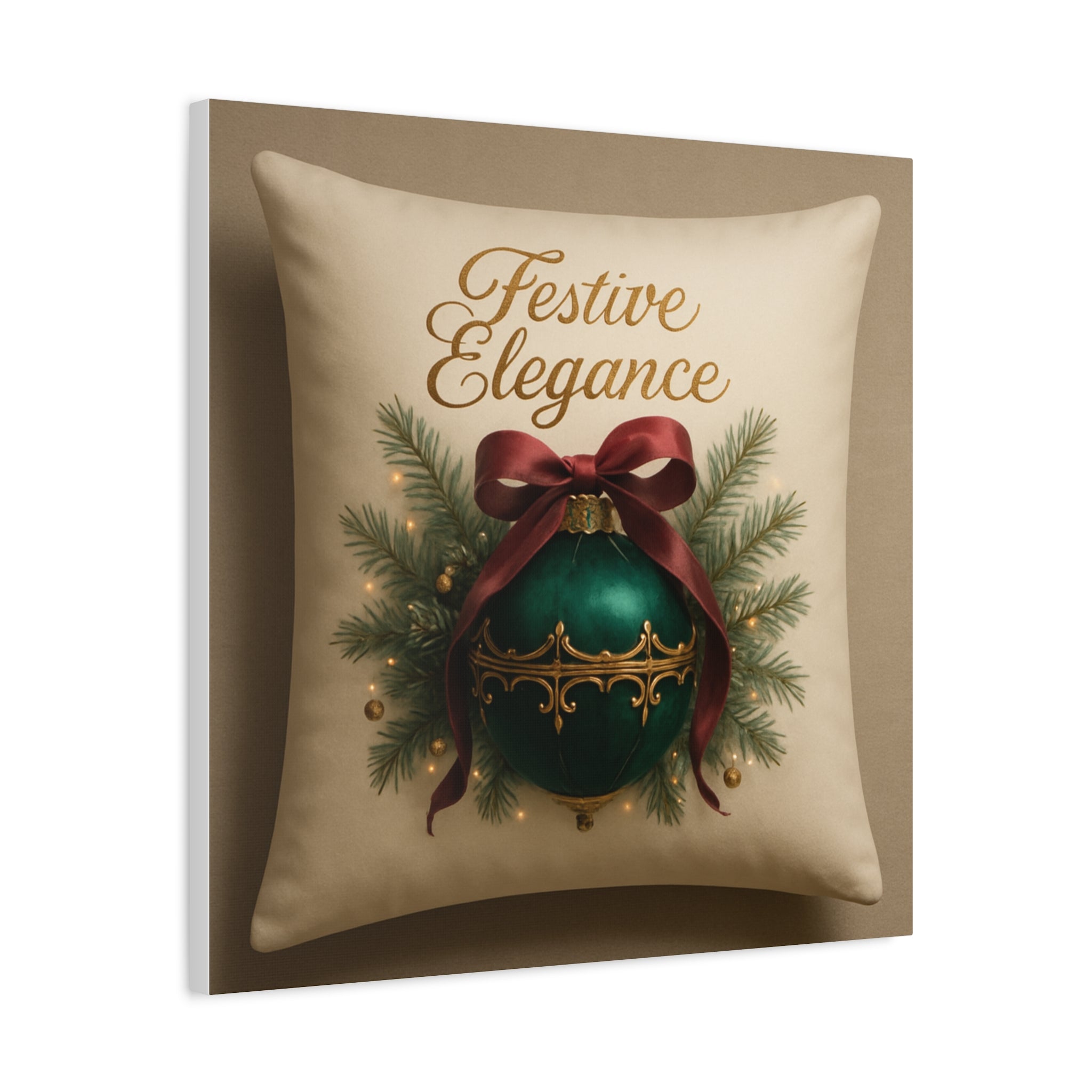 Festive Elegance Christmas Canvas Wall Art — Green Ornament Holiday Decor