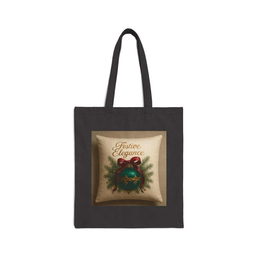 Festive Elegance Tote Bag — Christmas Ornament Wreath Canvas Tote