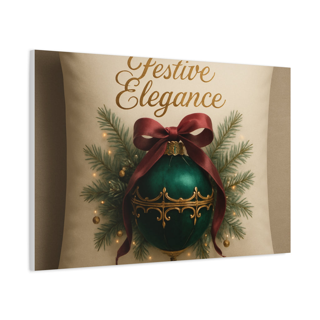 Festive Elegance Christmas Canvas Wall Art — Green Ornament Holiday Decor