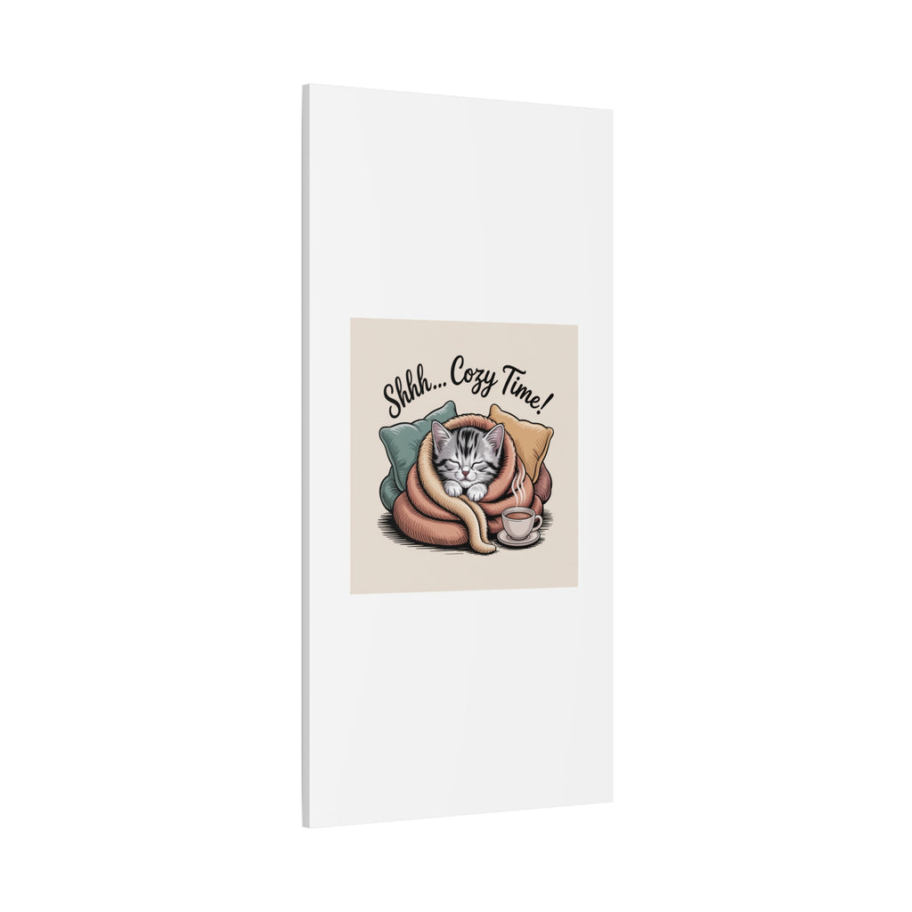 Cozy Cat Canvas Print — "Shhh... Cozy Time!" Matte Stretched Wall Art