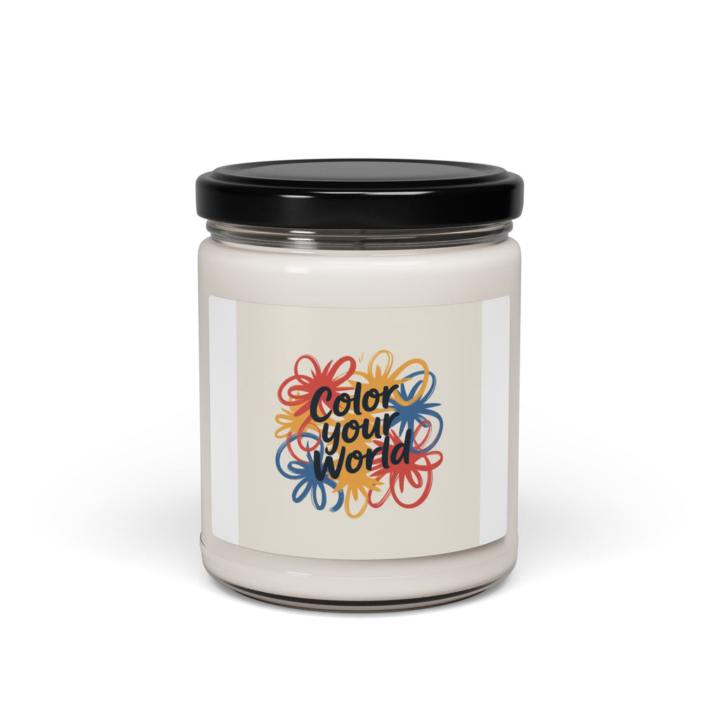 Scented Soy Candle — "Color Your World" Inspirational 9oz Jar