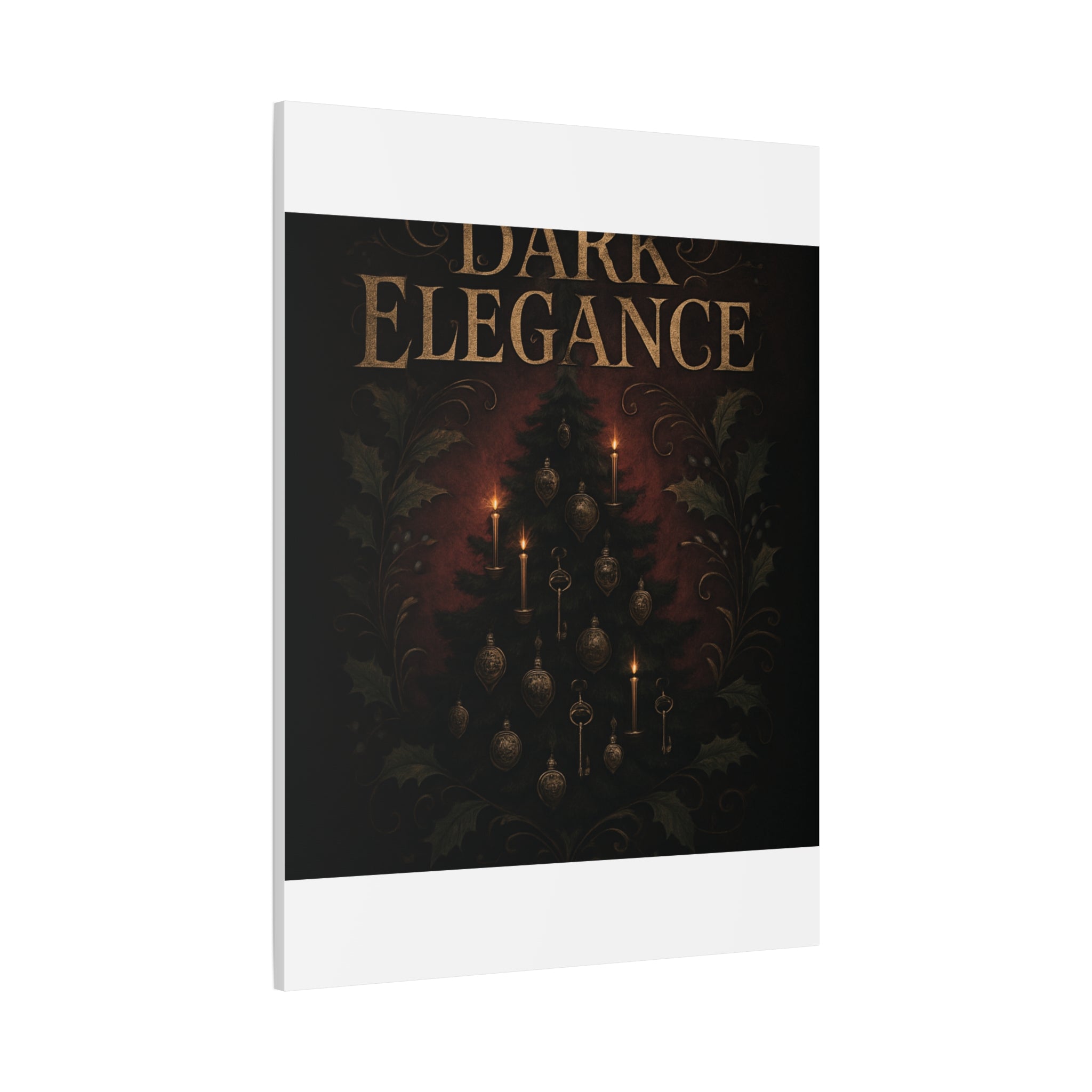 Elegance Christmas Canvas Wall Art — Vintage Candlelit Tree Matte Stretched Print