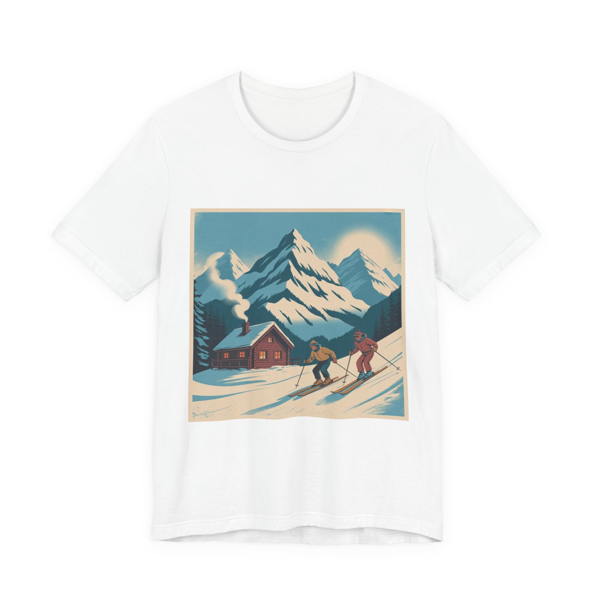 Ski Lodge Vintage Graphic Tee — Retro Mountain Skiers Shirt