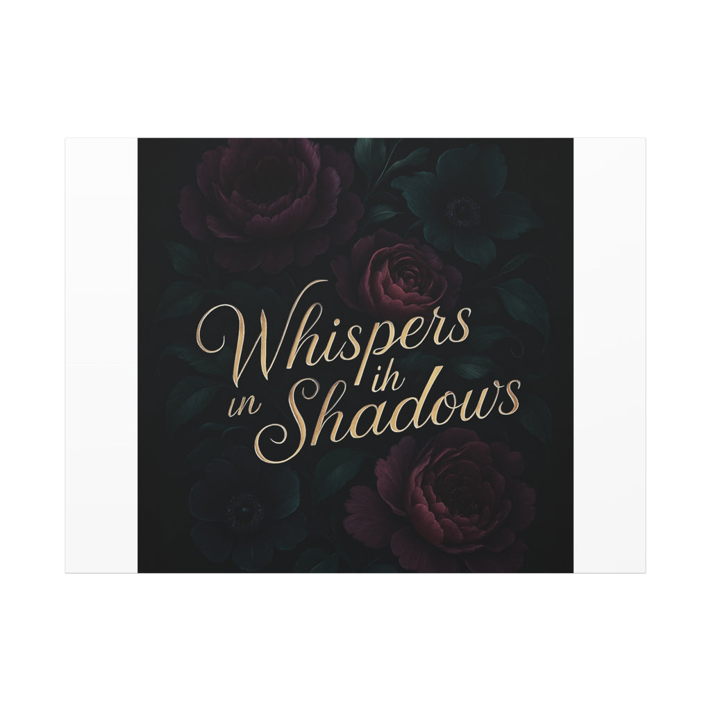 Canvas Wall Art — “Whispers in Shadows” Dark Floral Typographic Print