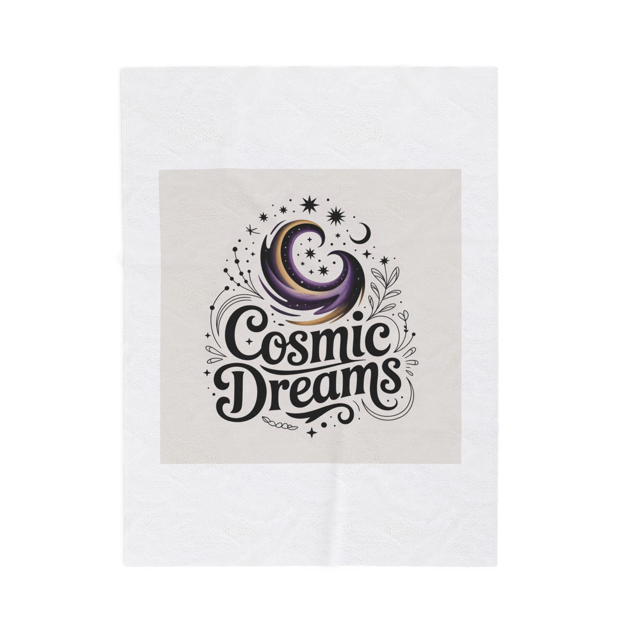 Cosmic Dreams Velveteen Plush Blanket — Soft Celestial Moon & Stars Throw