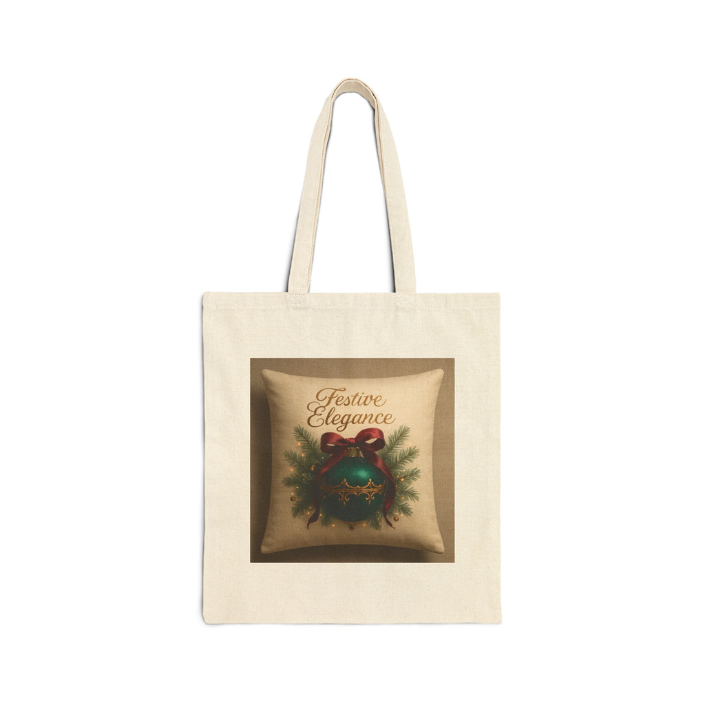 Festive Elegance Tote Bag — Christmas Ornament Wreath Canvas Tote