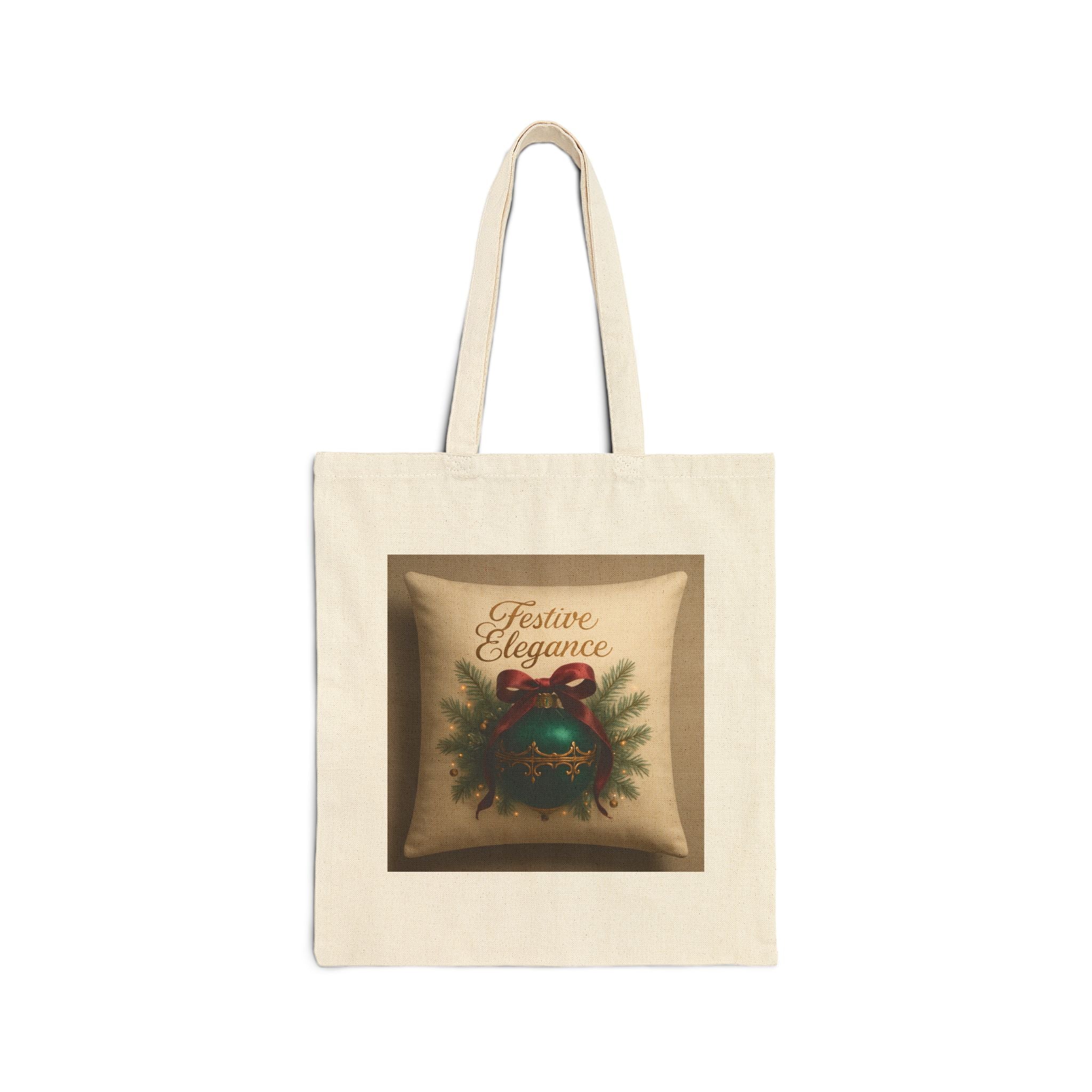 Festive Elegance Tote Bag — Christmas Ornament Wreath Canvas Tote