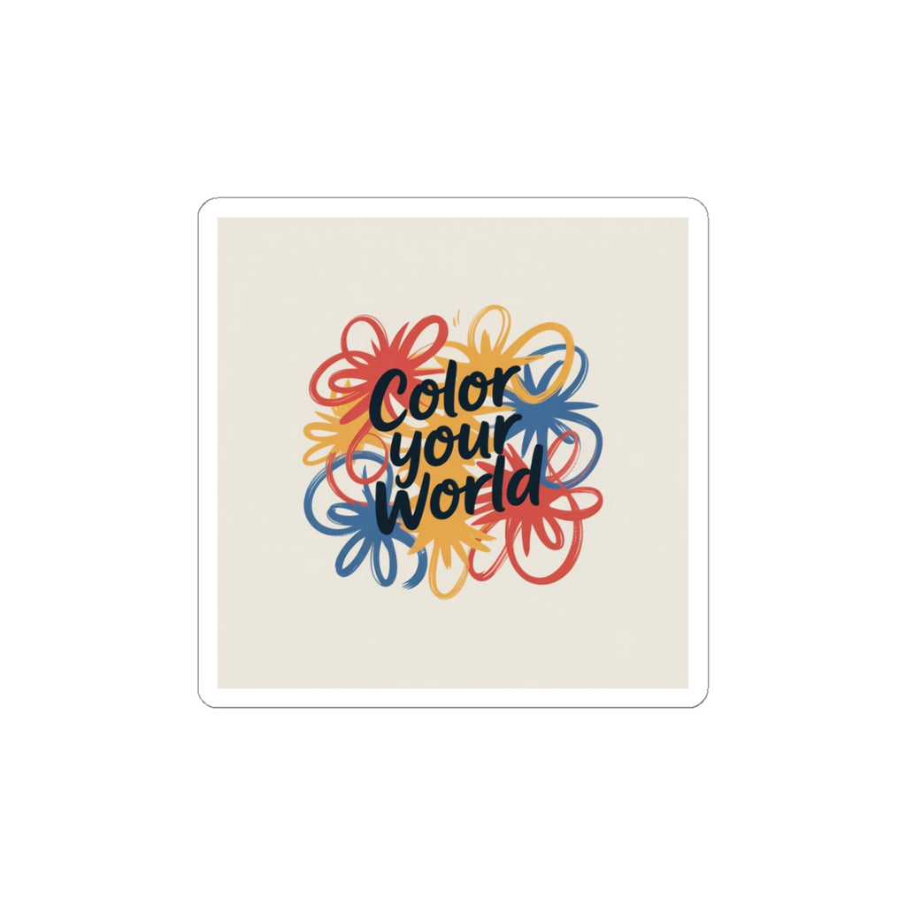 Color Your World Kiss-Cut Sticker — Inspirational Floral Doodle Decal