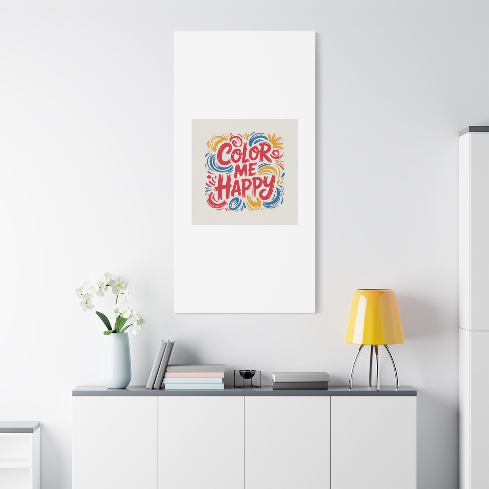Color Me Happy Canvas Wall Art — Bright Hand-Lettered Inspirational Print