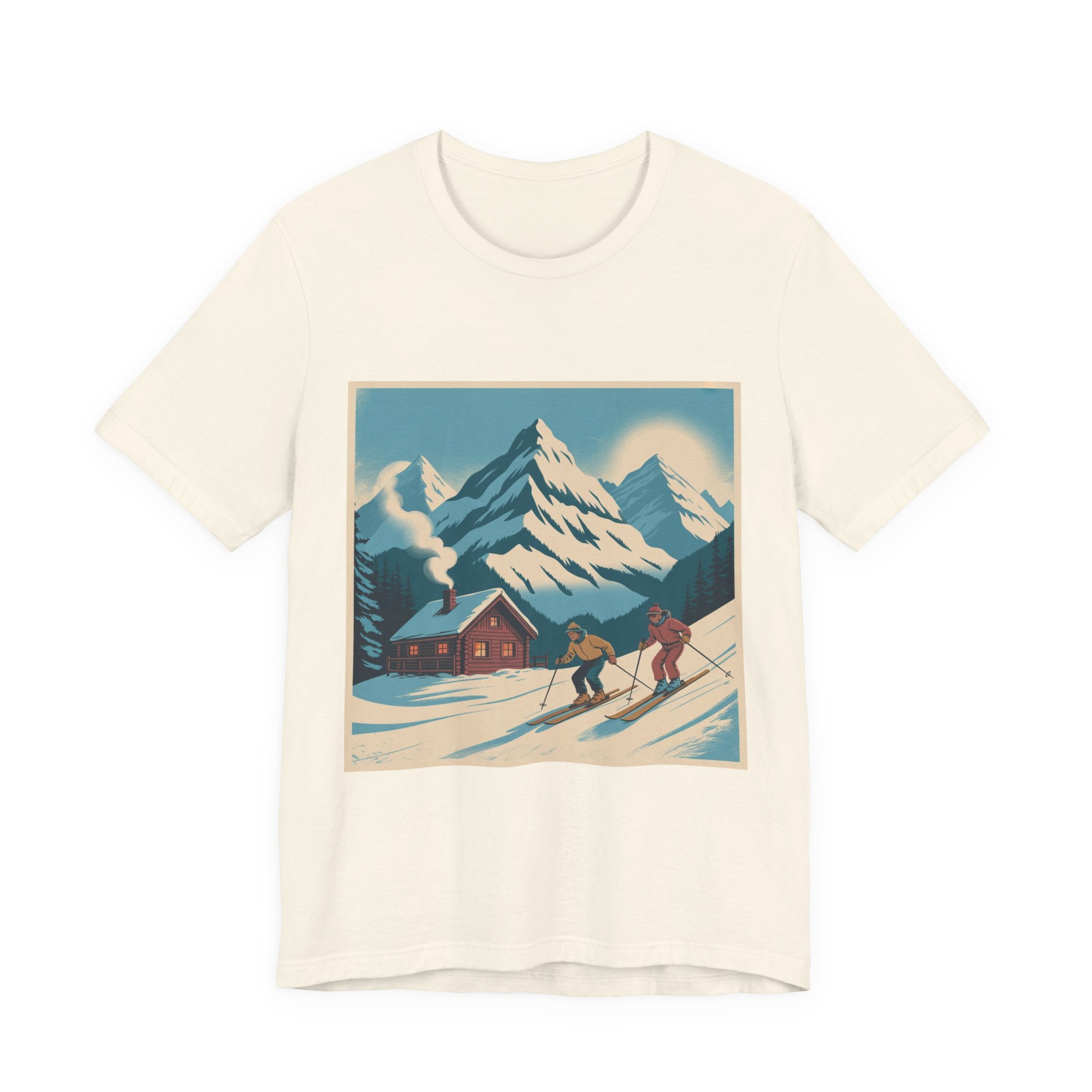 Ski Lodge Vintage Graphic Tee — Retro Mountain Skiers Shirt