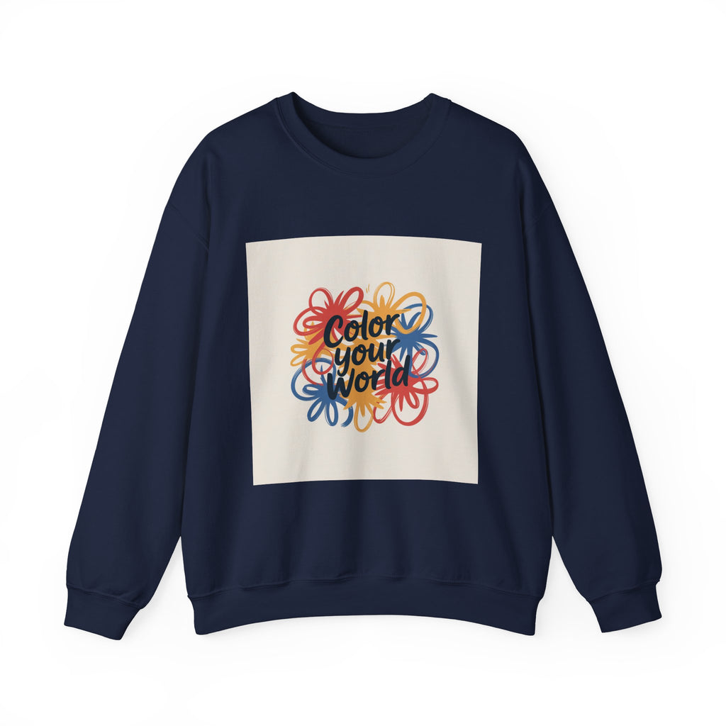 Color Your World Crewneck Sweatshirt — Vibrant Abstract Floral Design