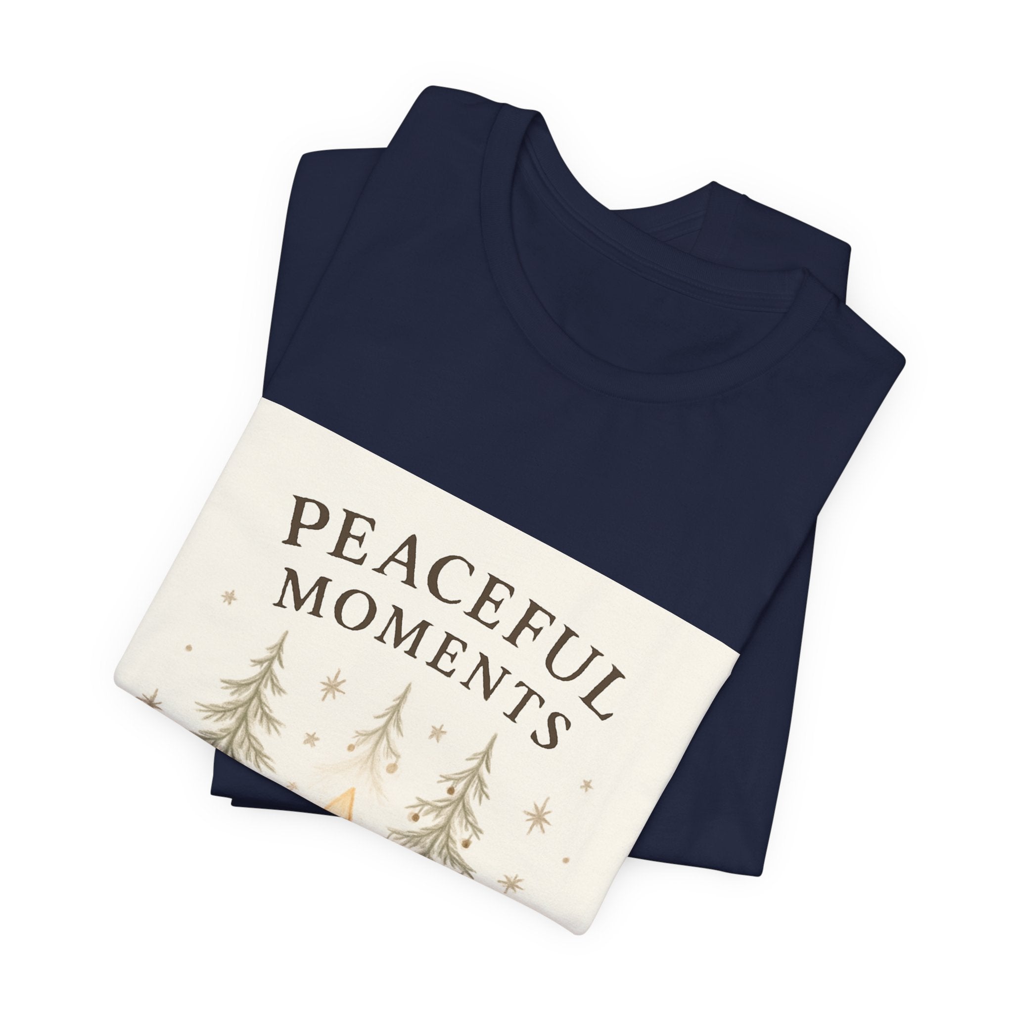Peaceful Moments Candle Tee – Forest Pines Holiday Graphic T-Shirt