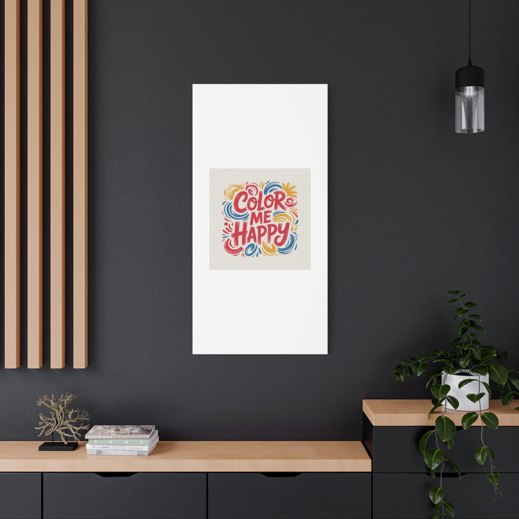 Color Me Happy Canvas Wall Art — Bright Hand-Lettered Inspirational Print