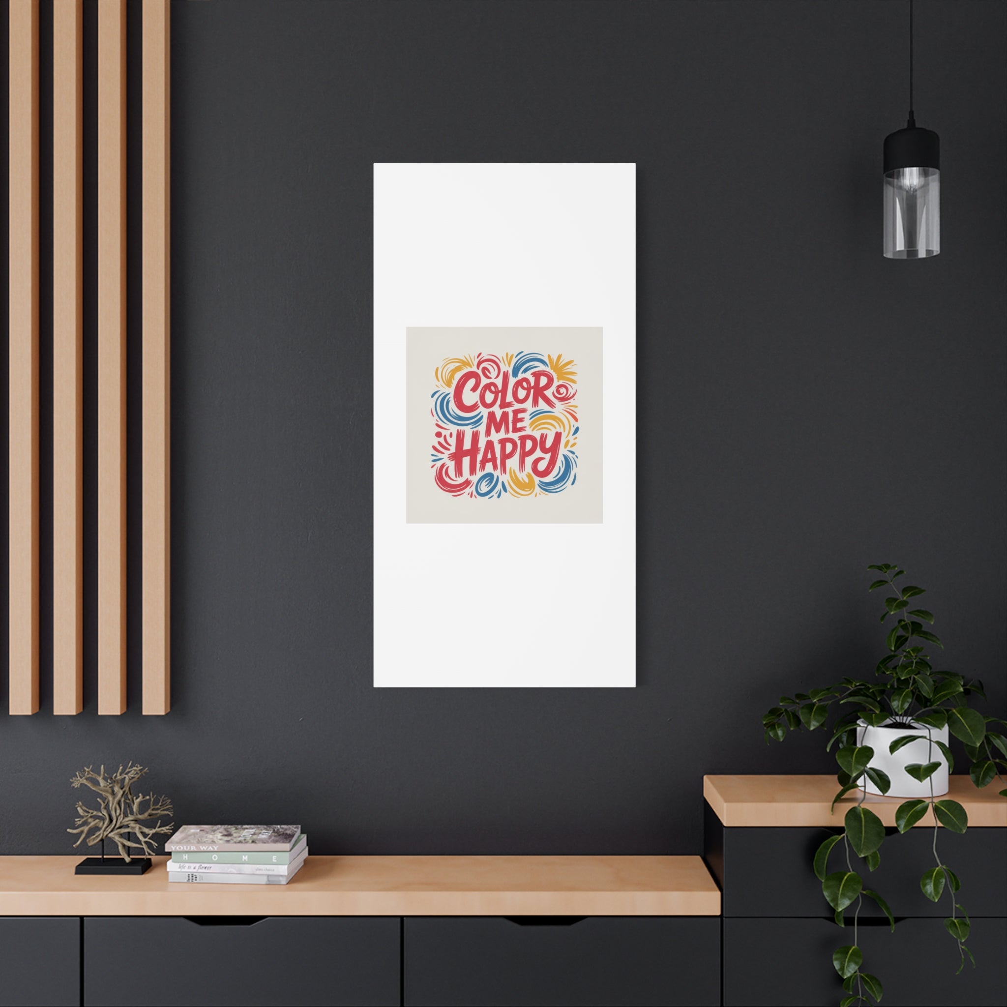 Color Me Happy Canvas Wall Art — Bright Hand-Lettered Inspirational Print