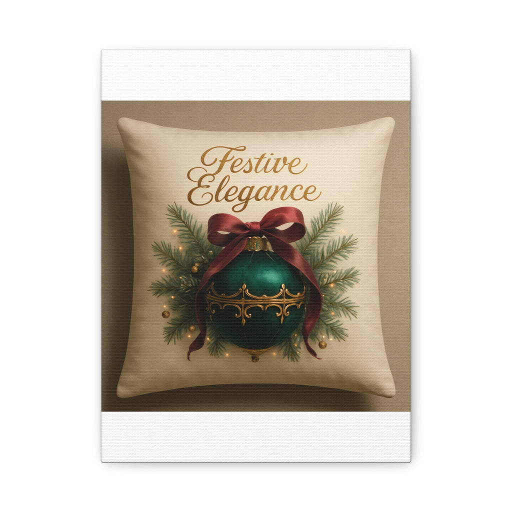 Festive Elegance Christmas Canvas Wall Art — Green Ornament Holiday Decor