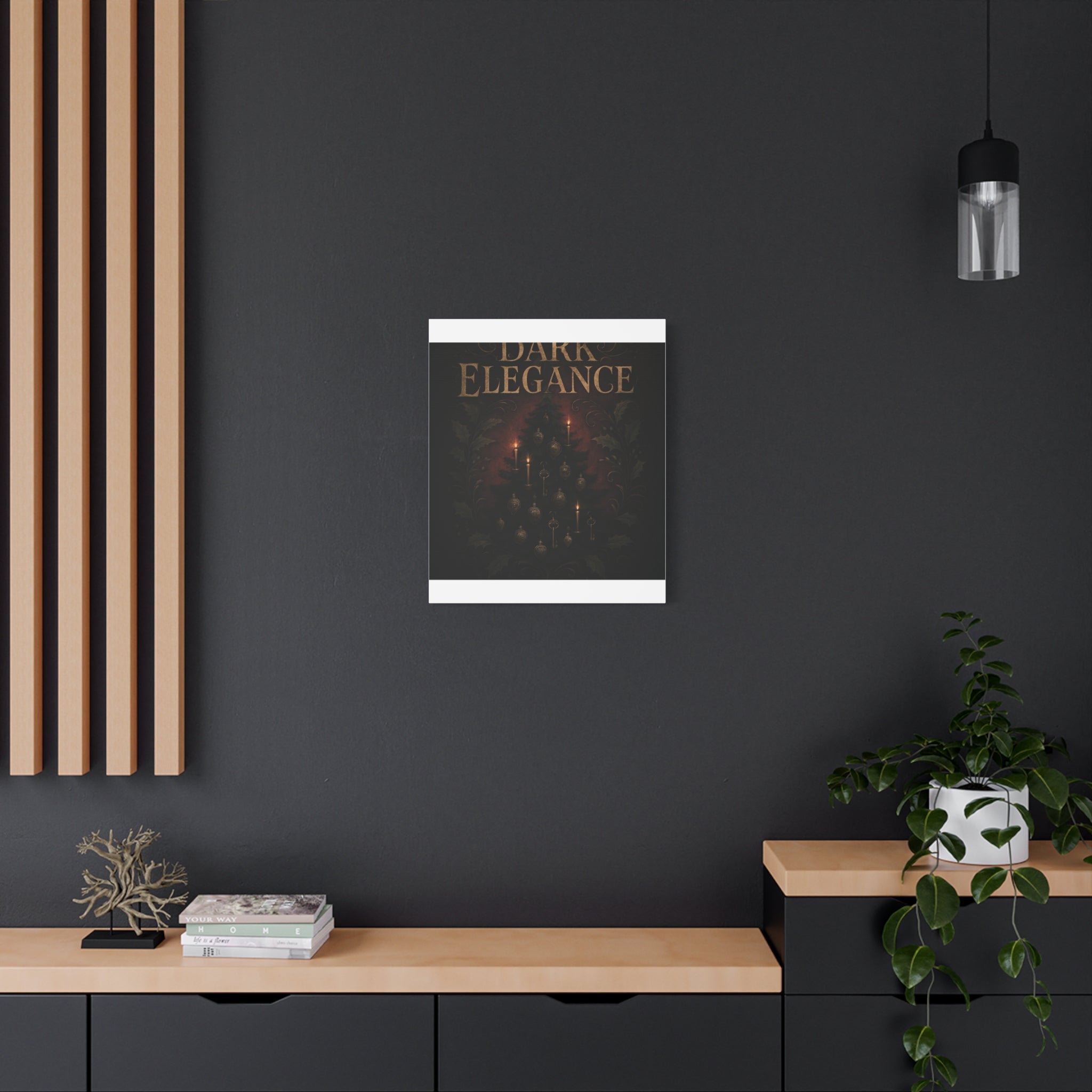 Elegance Christmas Canvas Wall Art — Vintage Candlelit Tree Matte Stretched Print