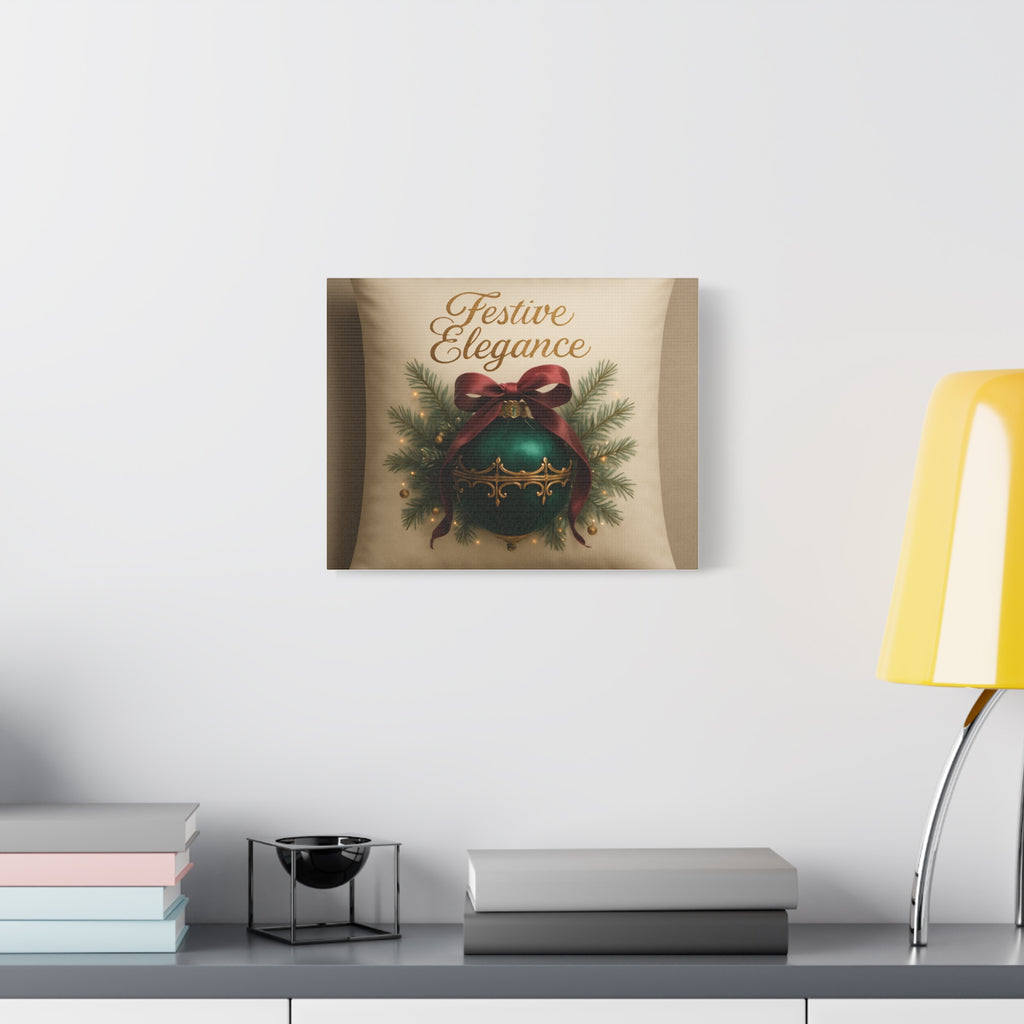 Festive Elegance Christmas Canvas Wall Art — Green Ornament Holiday Decor