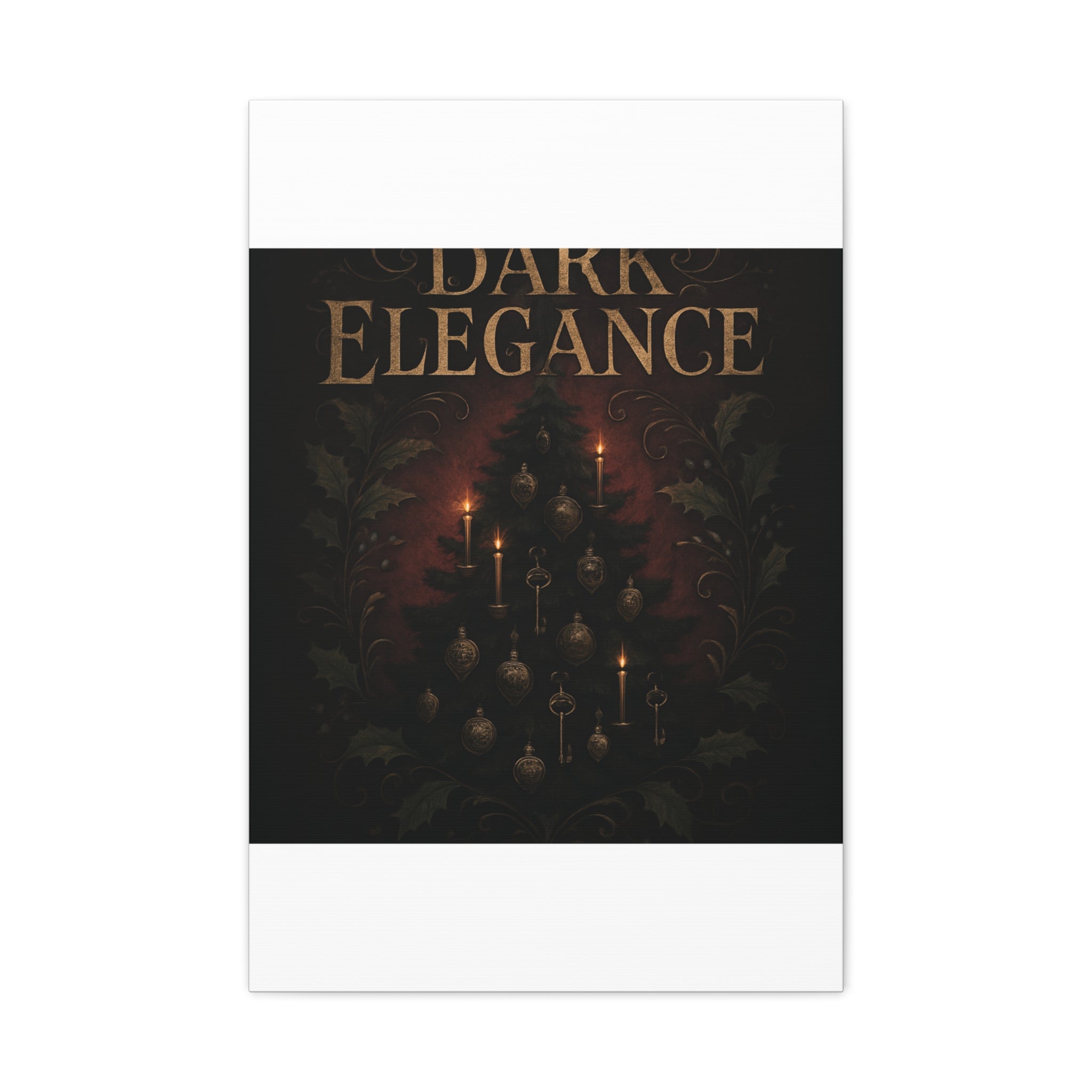 Elegance Christmas Canvas Wall Art — Vintage Candlelit Tree Matte Stretched Print