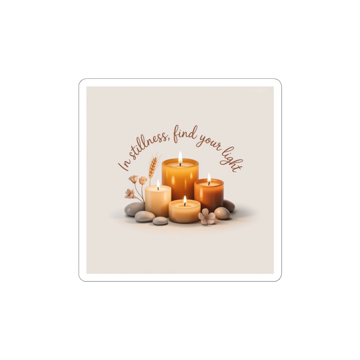 Calming Candle Sticker — "In Stillness, Find Your Light" Aromatic Meditation Decal