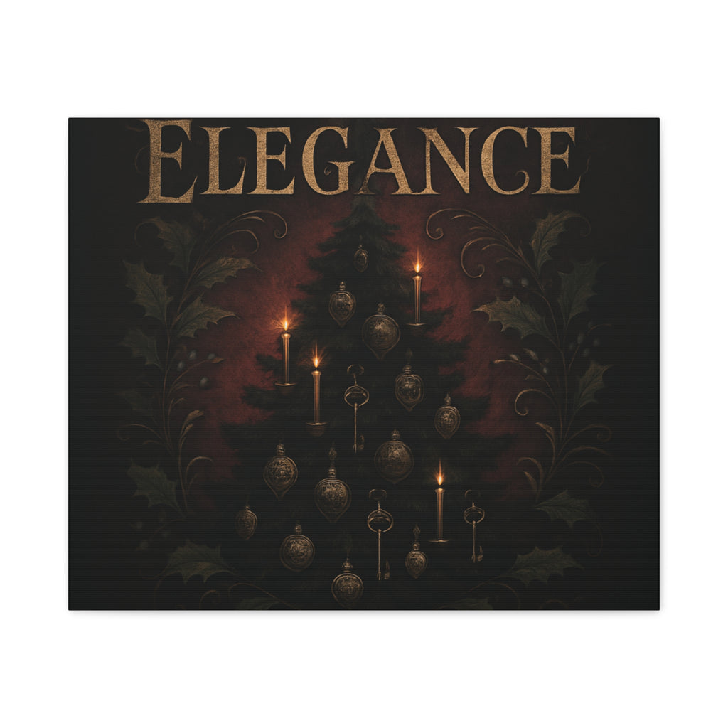 Elegance Christmas Canvas Wall Art — Vintage Candlelit Tree Matte Stretched Print
