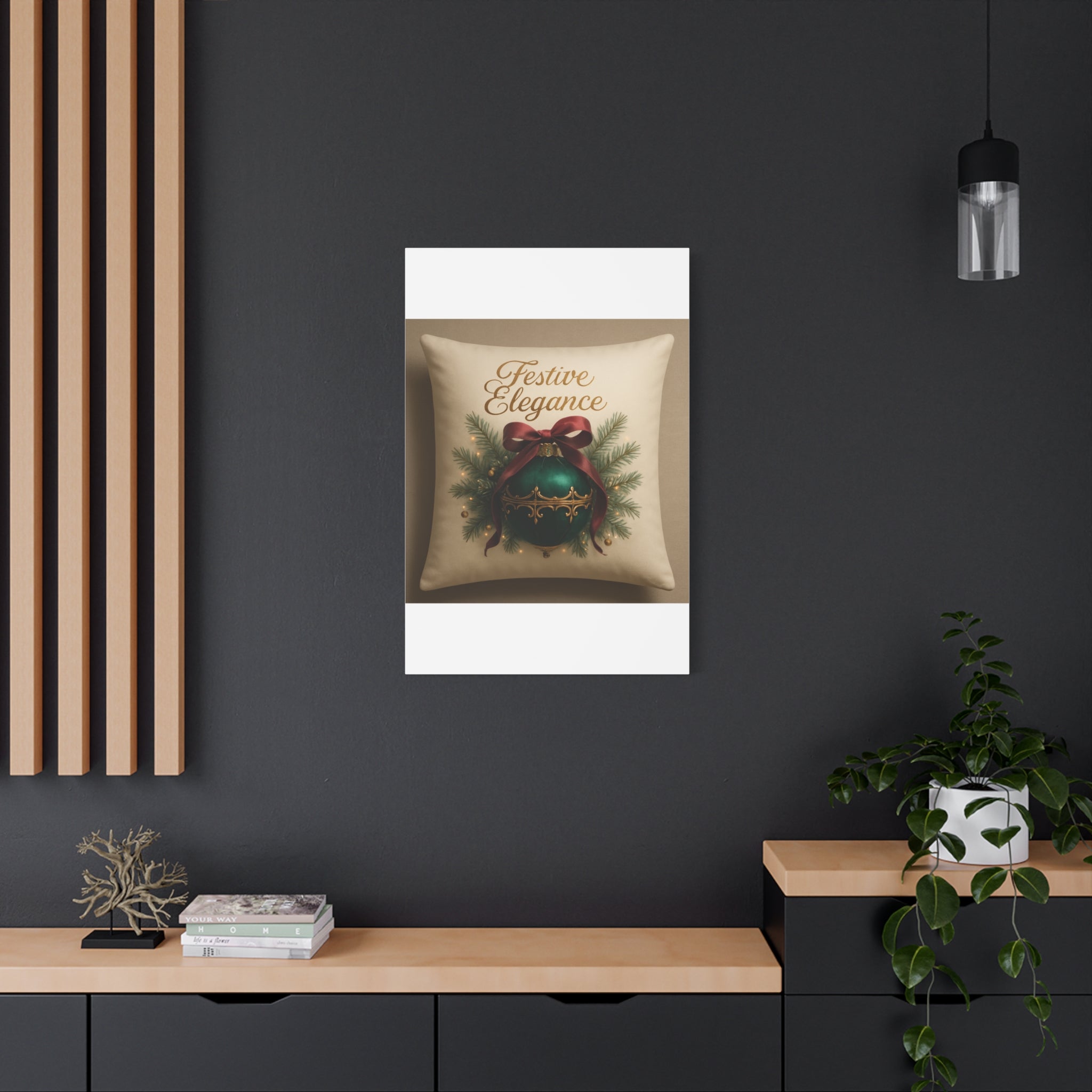 Festive Elegance Christmas Canvas Wall Art — Green Ornament Holiday Decor