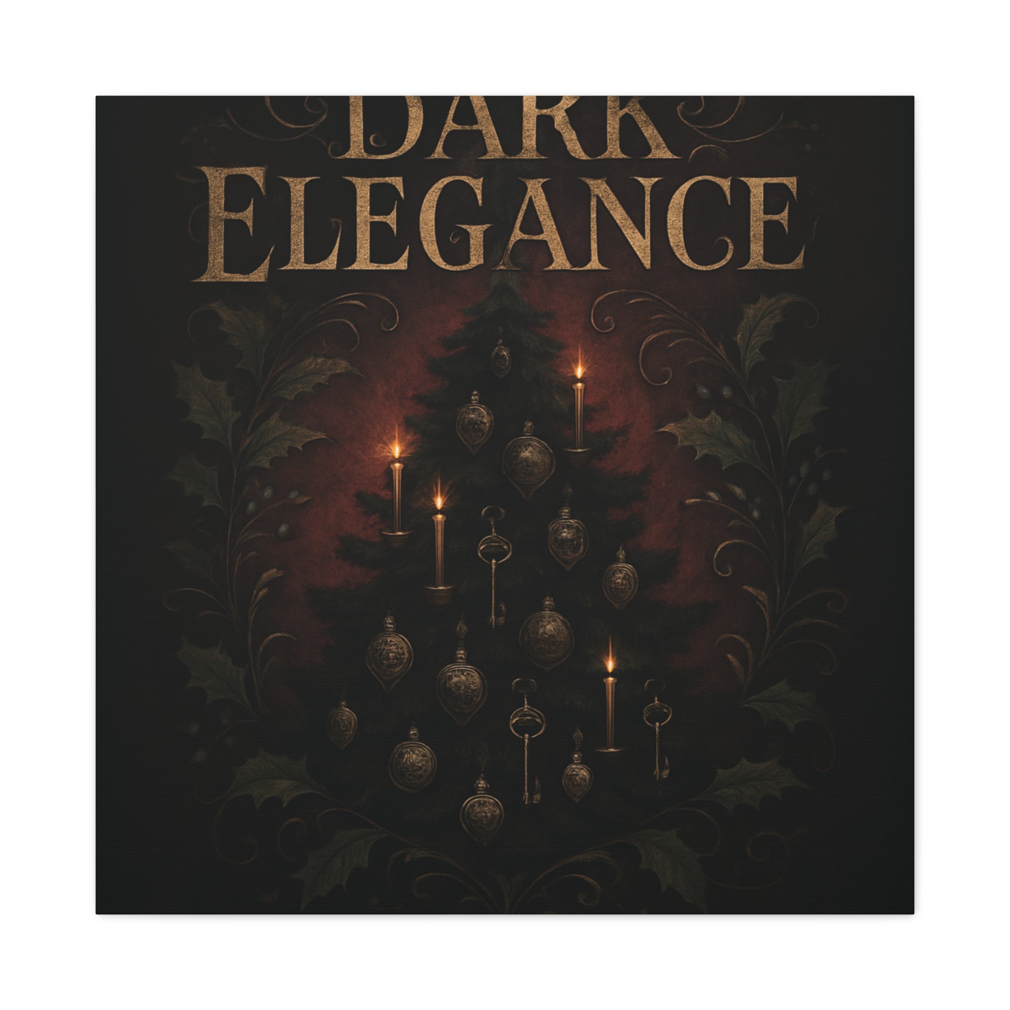 Elegance Christmas Canvas Wall Art — Vintage Candlelit Tree Matte Stretched Print