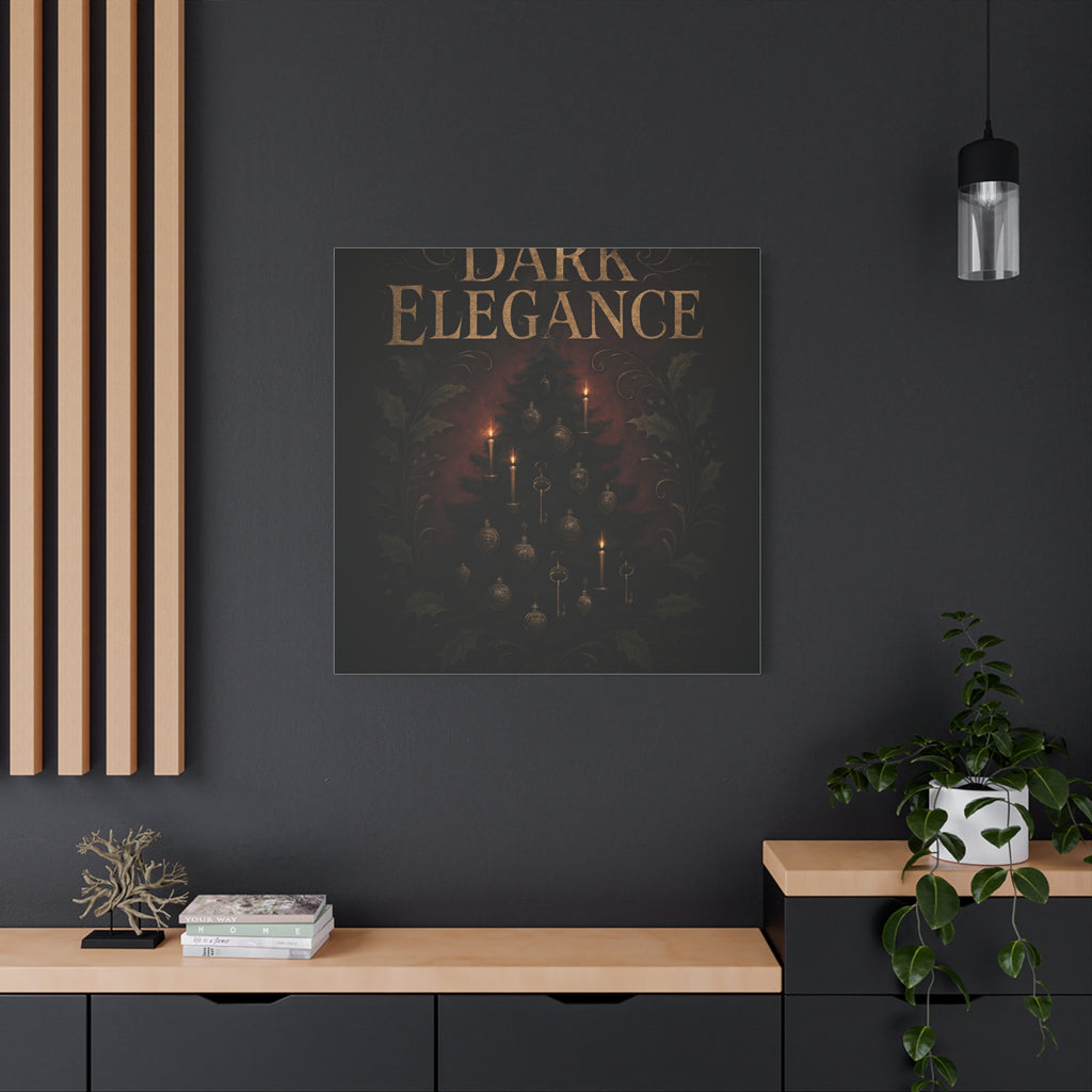 Elegance Christmas Canvas Wall Art — Vintage Candlelit Tree Matte Stretched Print