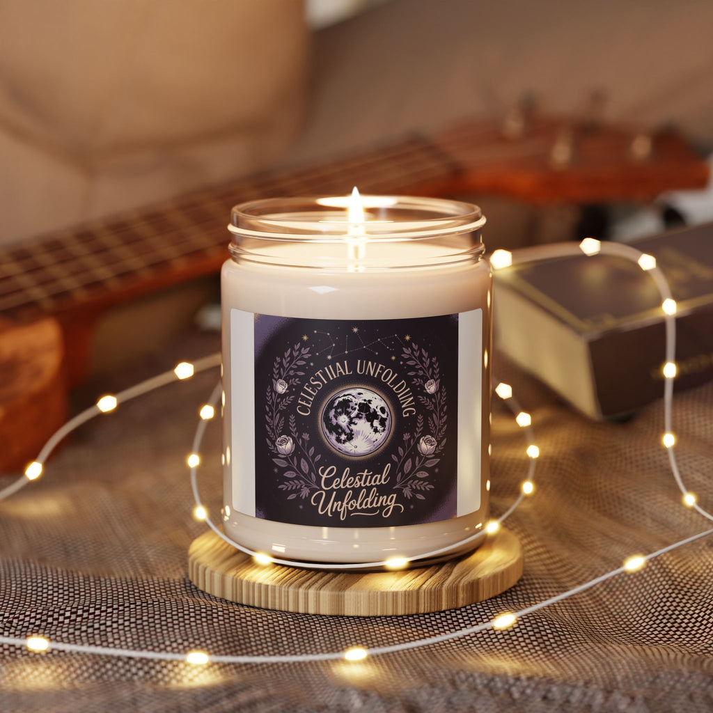 Celestial Unfolding Soy Candle — 9oz Scented Jar (Moon & Floral Aromas)